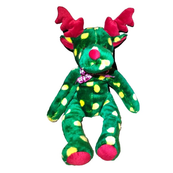 Kellytoy Polka Dot Christmas Rudolph Reindeer Spotted Moose 18” Plush Stocking - Picture 1 of 7